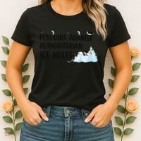 Funny Penguins Against Authoritarian Ice Holes Protest Women's T-Shirt thumb 2