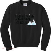 Funny Penguins Against Authoritarian Ice Holes Protest Kids Sweatshirt thumb 0