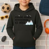Funny Penguins Against Authoritarian Ice Holes Protest Kids Hoodie thumb 2
