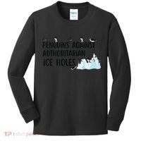 Funny Penguins Against Authoritarian Ice Holes Protest Kids Long Sleeve Shirt thumb 0