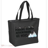 Funny Penguins Against Authoritarian Ice Holes Protest Tote Bag thumb 2