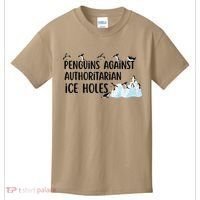 Funny Penguins Against Authoritarian Ice Holes Protest Kids T-Shirt thumb 0