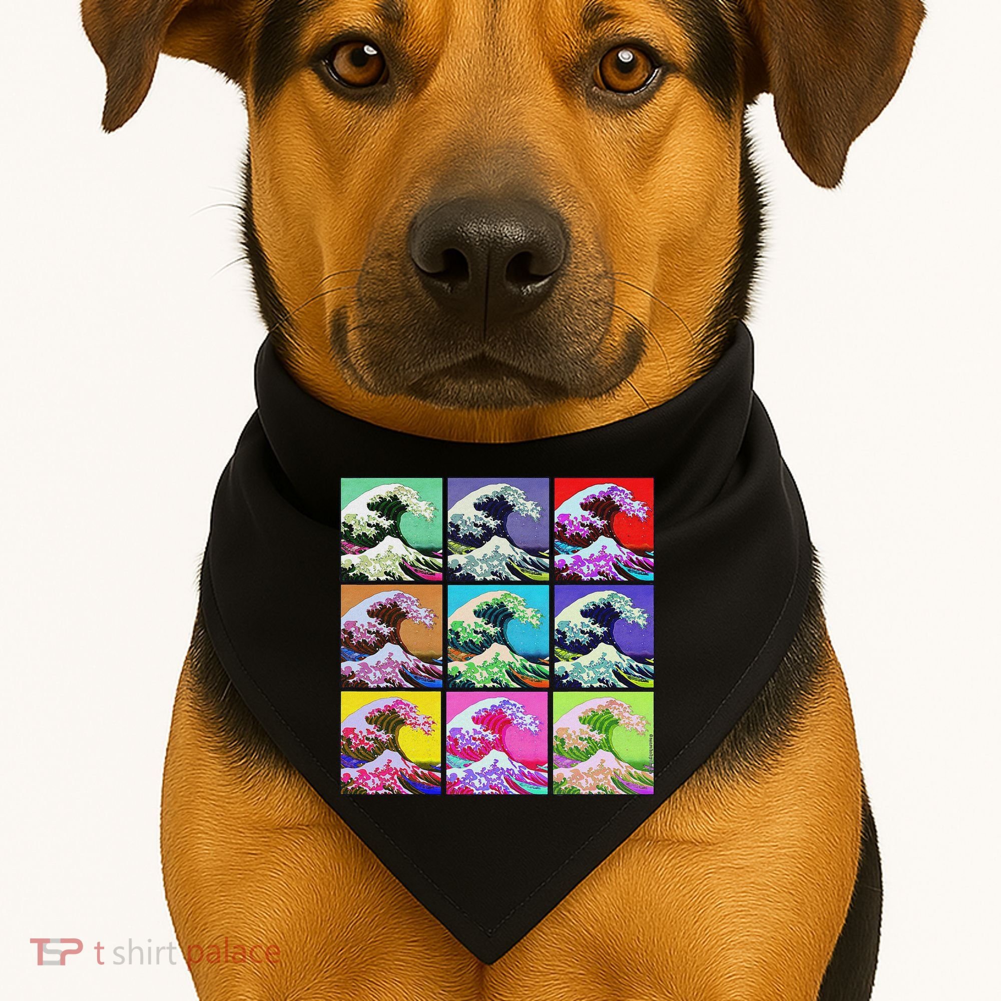 Fine Pop Art Great Wave Retro USA-Made Doggie Bandana