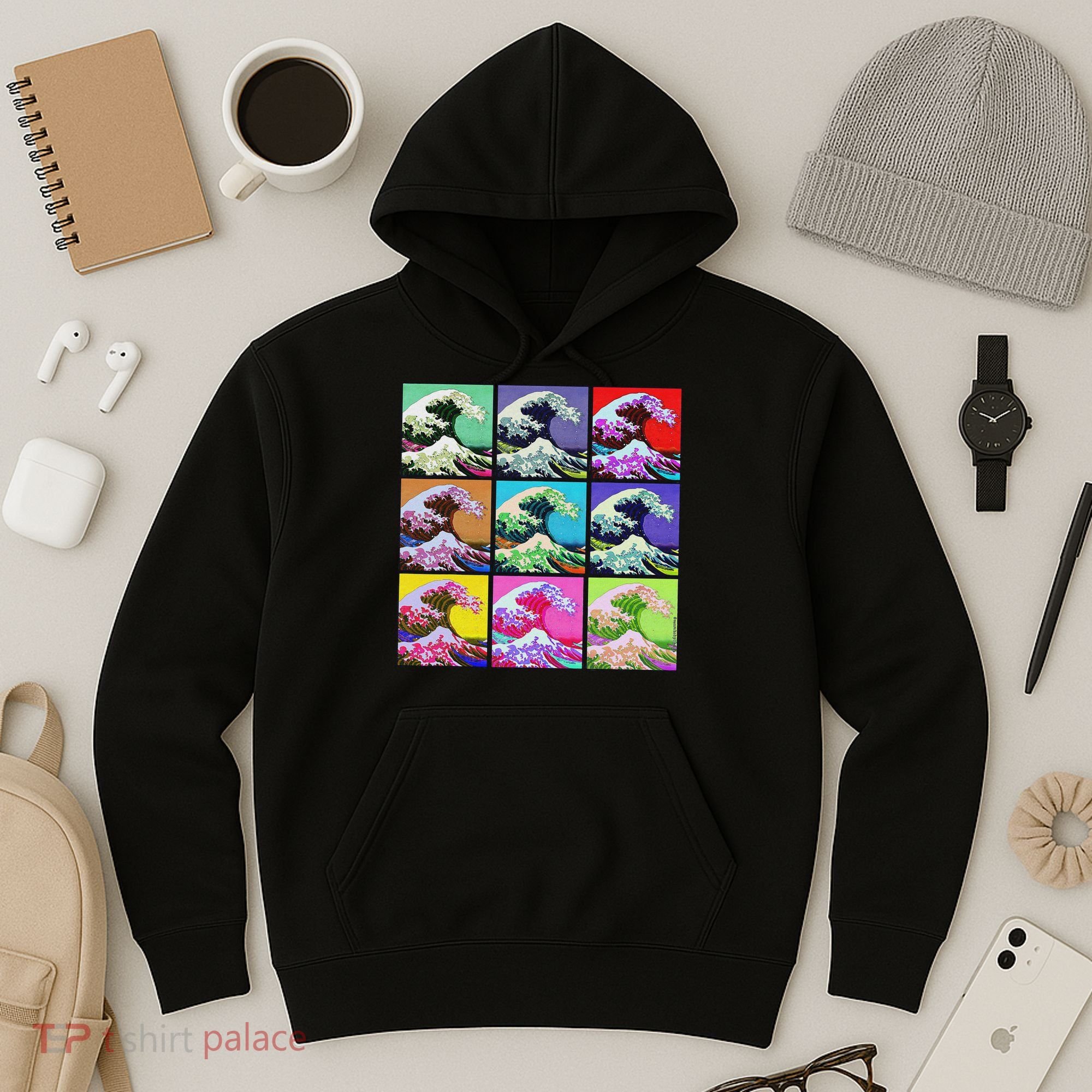 Fine Pop Art Great Wave Retro Hoodie