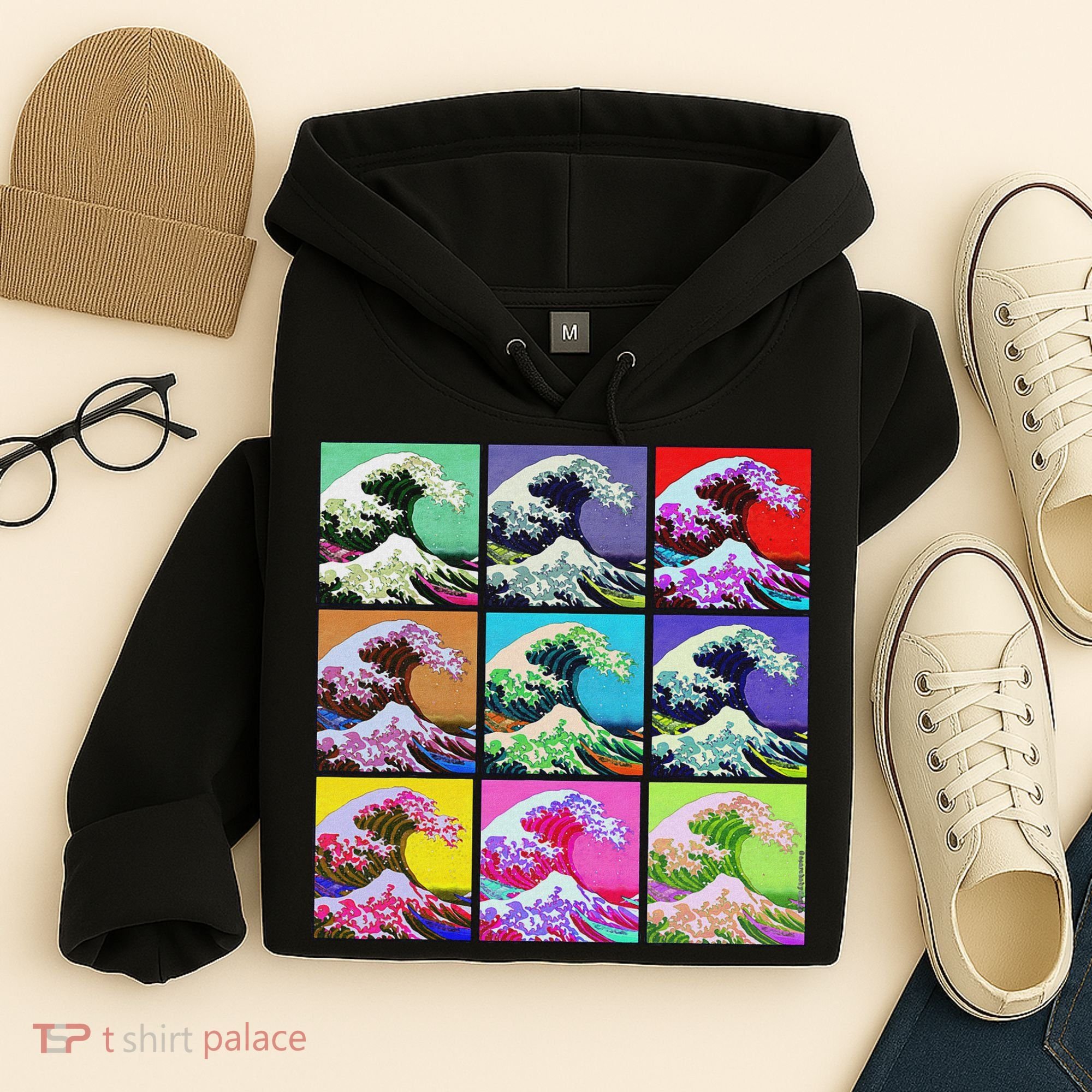 Fine Pop Art Great Wave Retro Hoodie
