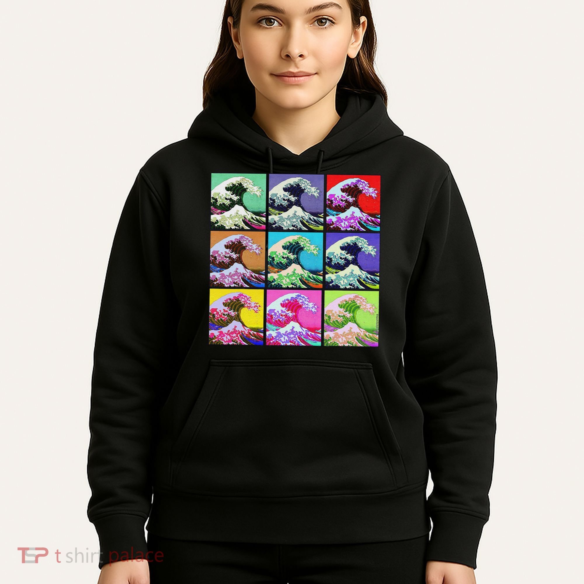 Fine Pop Art Great Wave Retro Hoodie