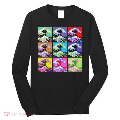 Fine Pop Art Great Wave Retro Long Sleeve Shirt