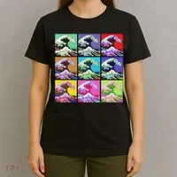 Fine Pop Art Great Wave Retro T-Shirt thumb 4