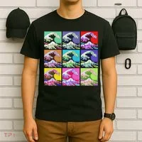 Fine Pop Art Great Wave Retro T-Shirt thumb 6