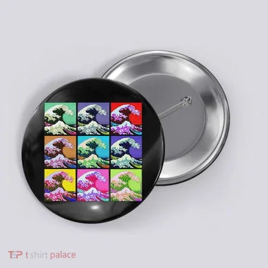 Fine Pop Art Great Wave Retro Button