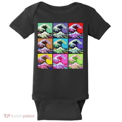 Fine Pop Art Great Wave Retro Baby Bodysuit