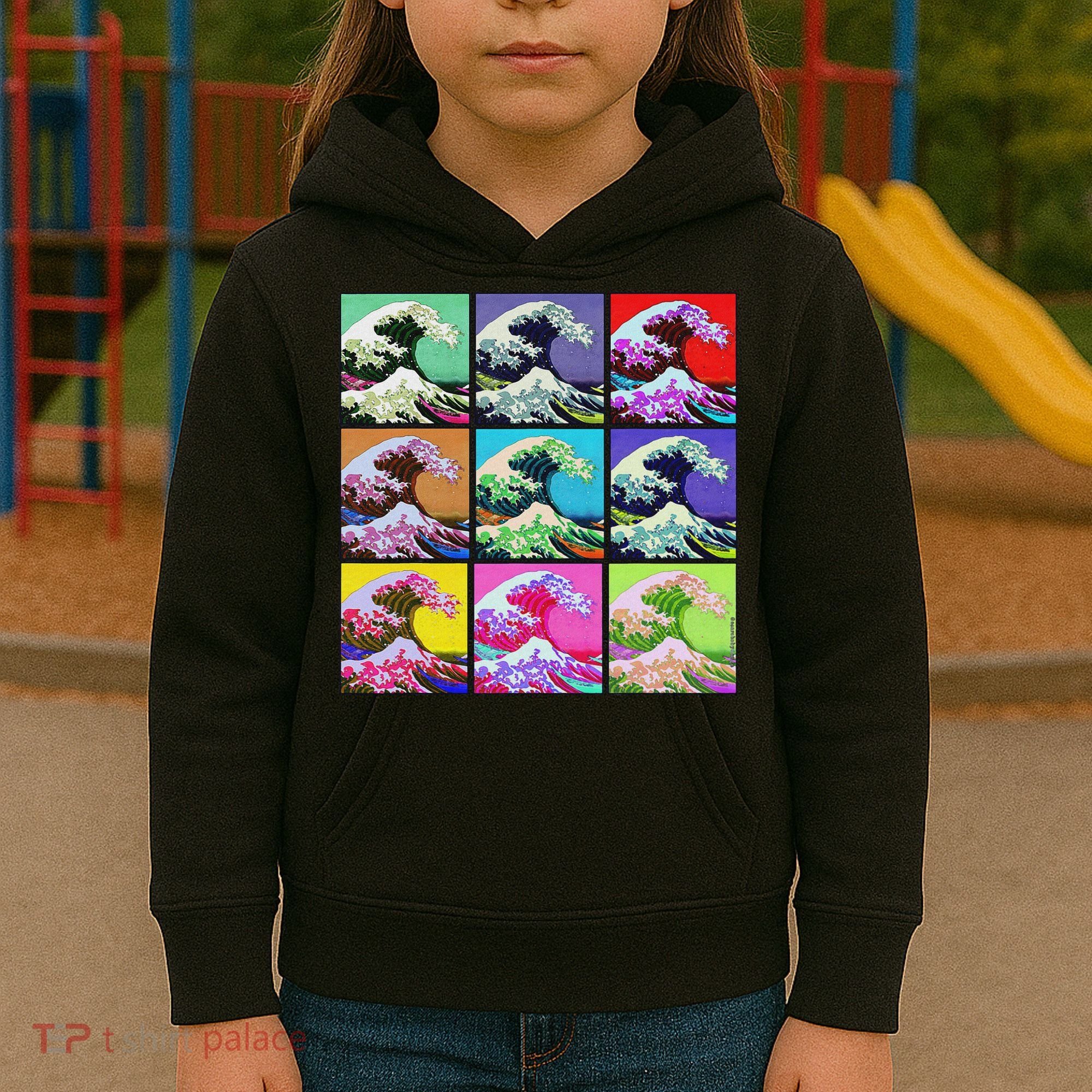 Fine Pop Art Great Wave Retro Kids Hoodie