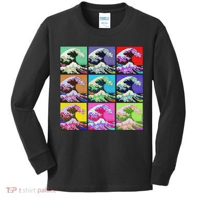 Fine Pop Art Great Wave Retro Kids Long Sleeve Shirt