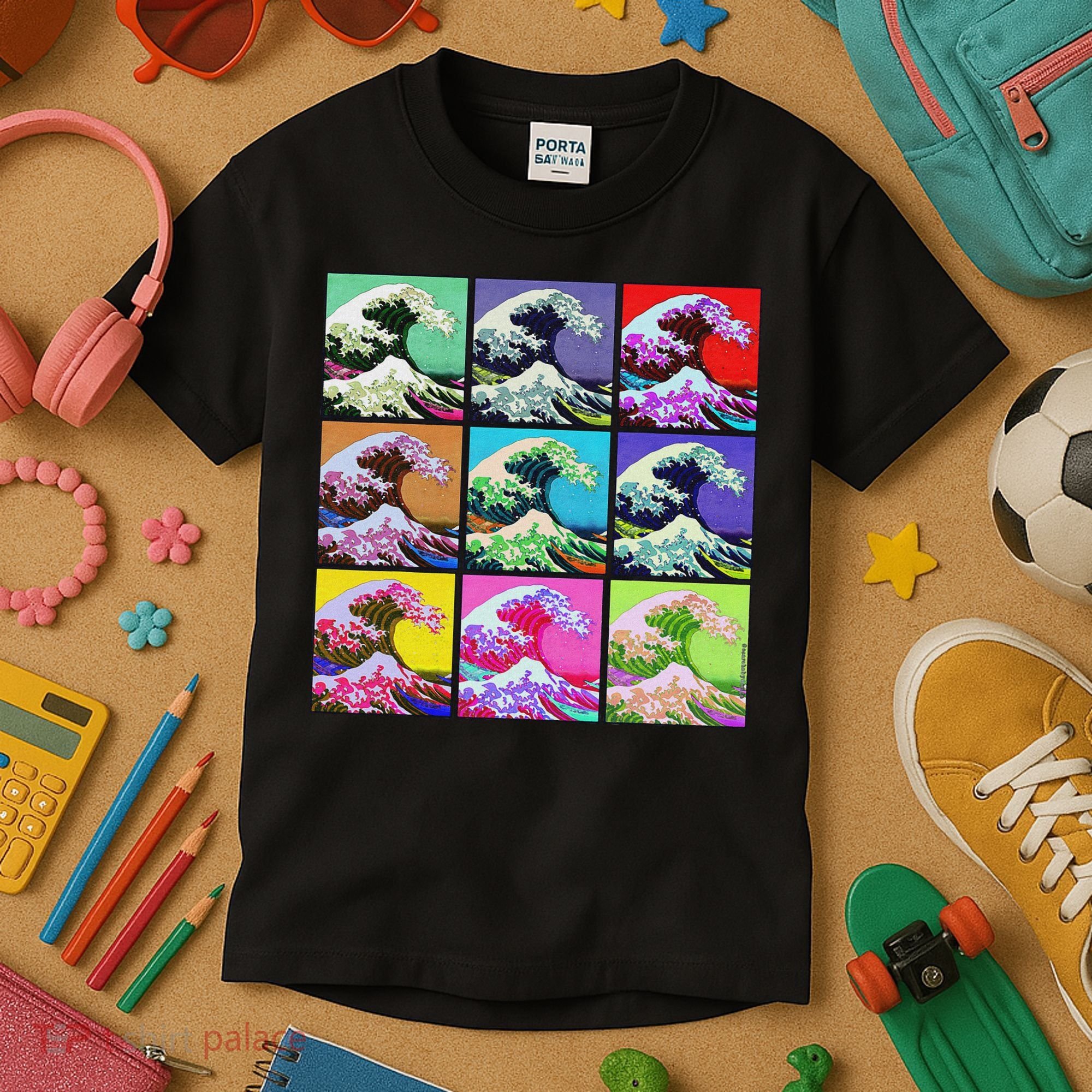 Fine Pop Art Great Wave Retro Kids T-Shirt