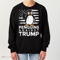 Funny Penguins Against Trump Penguin Flippers Up Resist Women's Sweatshirt thumb 0