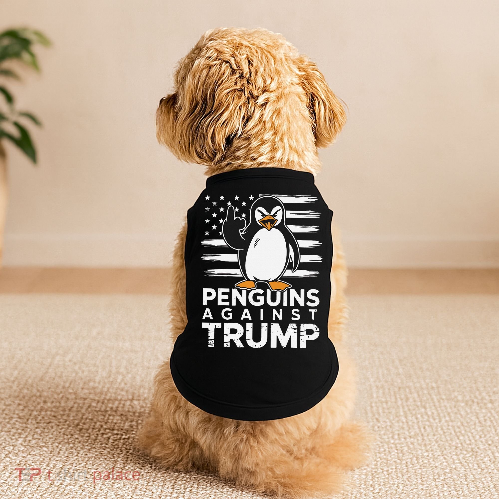 Funny Penguins Against Trump Penguin Flippers Up Resist Doggie Tank