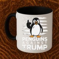 Funny Penguins Against Trump Penguin Flippers Up Resist Coffee Mug thumb 2