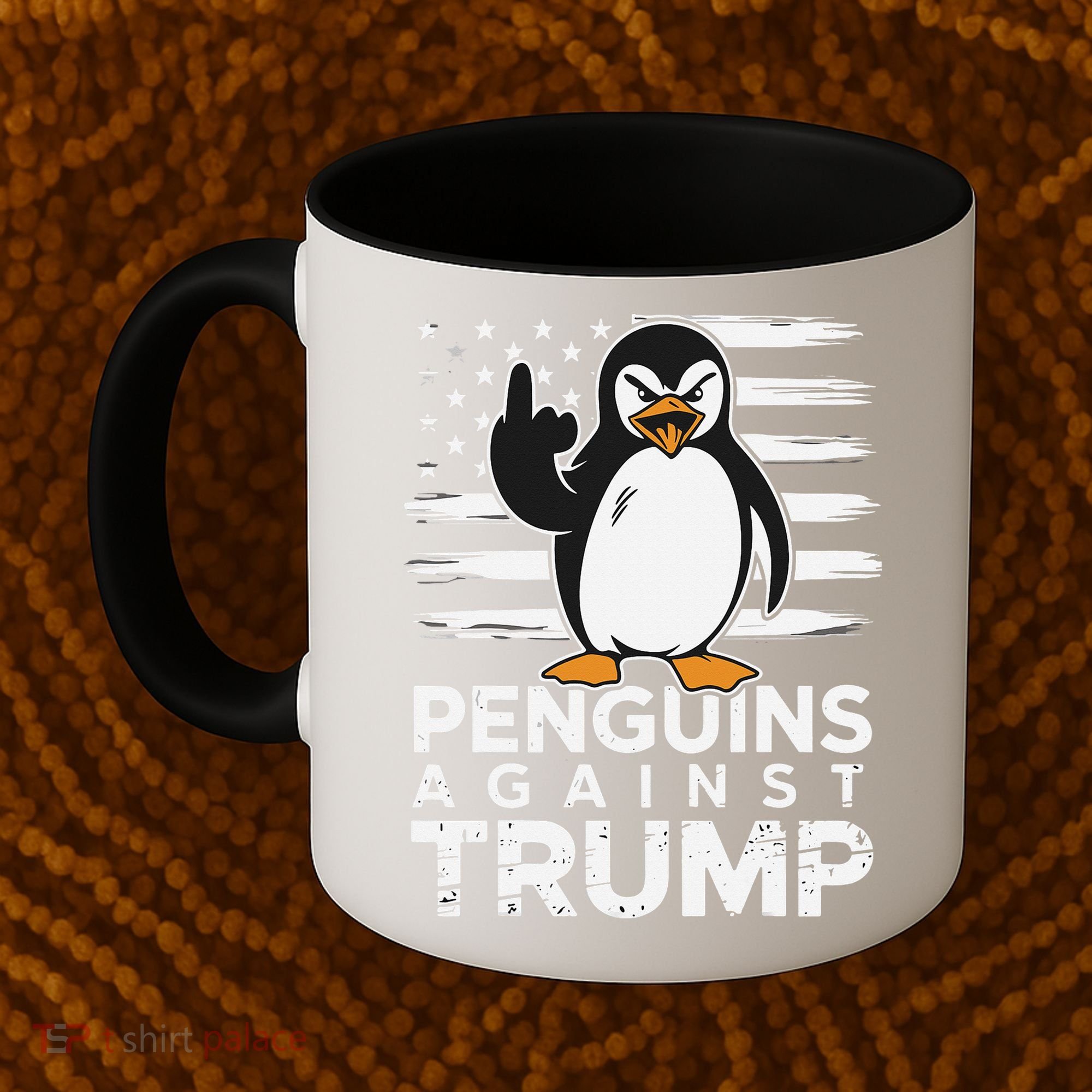 Funny Penguins Against Trump Penguin Flippers Up Resist Coffee Mug