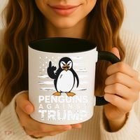 Funny Penguins Against Trump Penguin Flippers Up Resist Coffee Mug thumb 3