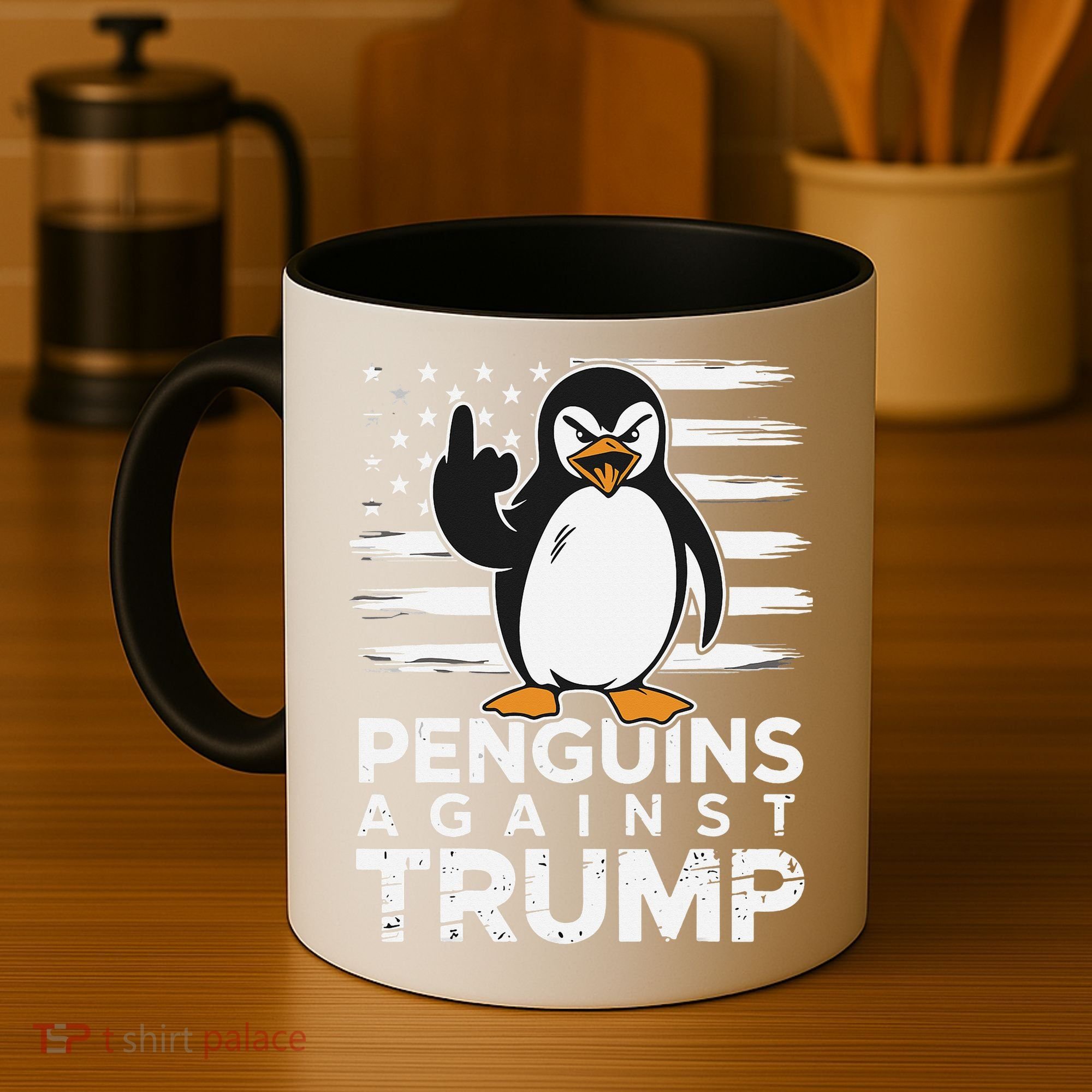 Funny Penguins Against Trump Penguin Flippers Up Resist Coffee Mug