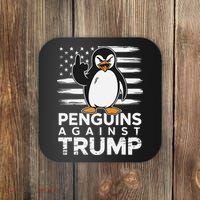 Funny Penguins Against Trump Penguin Flippers Up Resist Coaster thumb 0