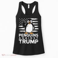 Funny Penguins Against Trump Penguin Flippers Up Resist Women's Tank Top thumb 0
