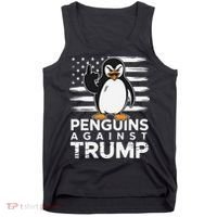 Funny Penguins Against Trump Penguin Flippers Up Resist Tank Top thumb 0
