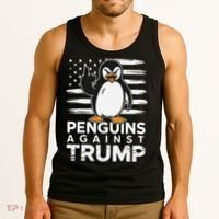 Funny Penguins Against Trump Penguin Flippers Up Resist Tank Top thumb 3