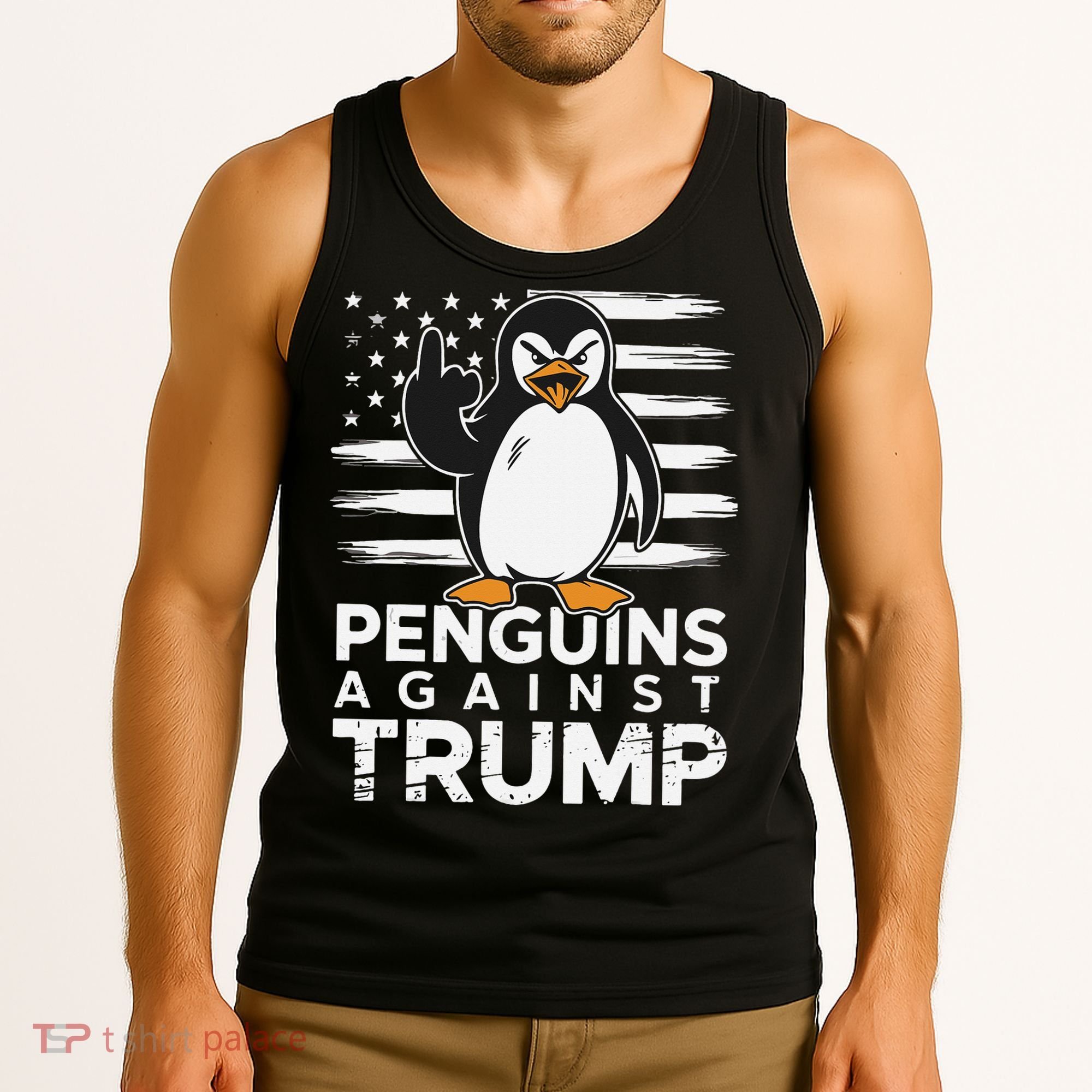 Funny Penguins Against Trump Penguin Flippers Up Resist Tank Top