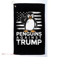 Funny Penguins Against Trump Penguin Flippers Up Resist Golf Towel thumb 0