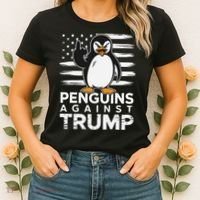 Funny Penguins Against Trump Penguin Flippers Up Resist Women's T-Shirt thumb 2