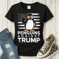 Funny Penguins Against Trump Penguin Flippers Up Resist Women's T-Shirt thumb 3