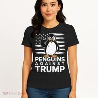 Funny Penguins Against Trump Penguin Flippers Up Resist Women's T-Shirt thumb 4