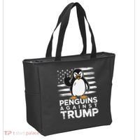 Funny Penguins Against Trump Penguin Flippers Up Resist Tote Bag thumb 2