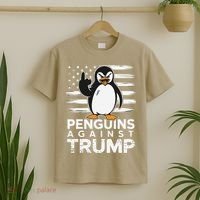 Funny Penguins Against Trump Penguin Flippers Up Resist T-Shirt thumb 2