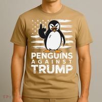 Funny Penguins Against Trump Penguin Flippers Up Resist T-Shirt thumb 3