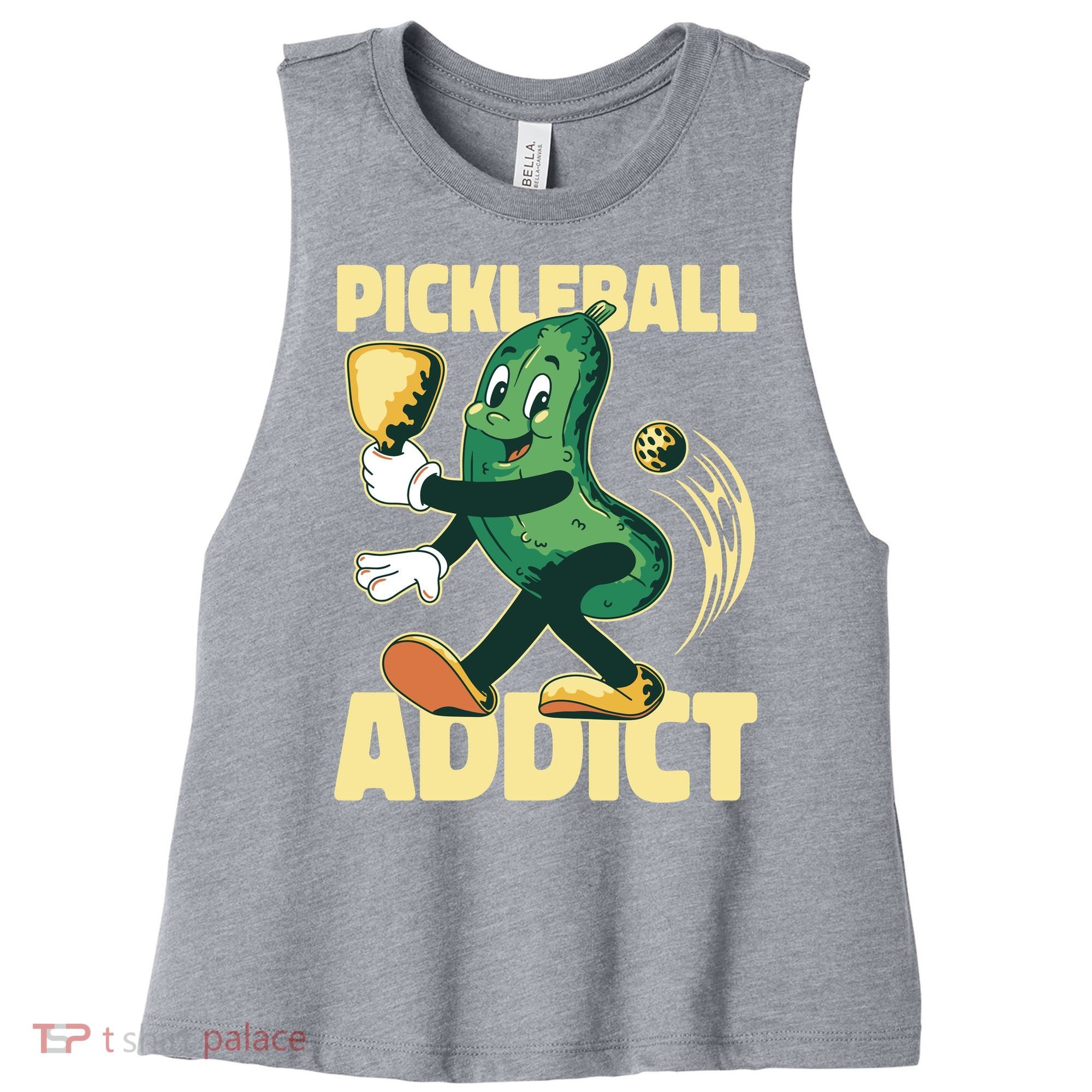 Funny Pickleball Addict Women's Racerback Cropped Tank