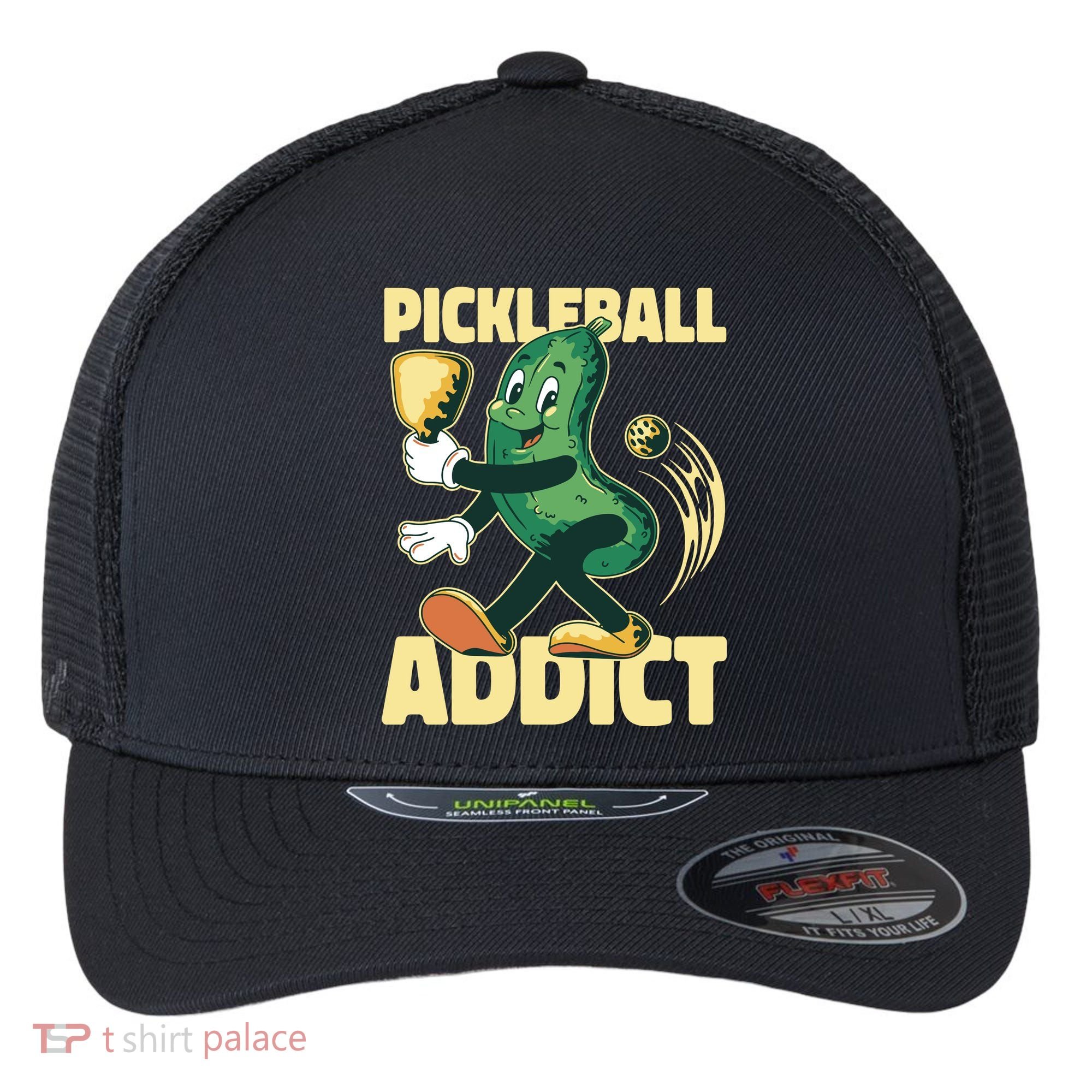 Funny Pickleball Addict Flexfit Unipanel Trucker Cap