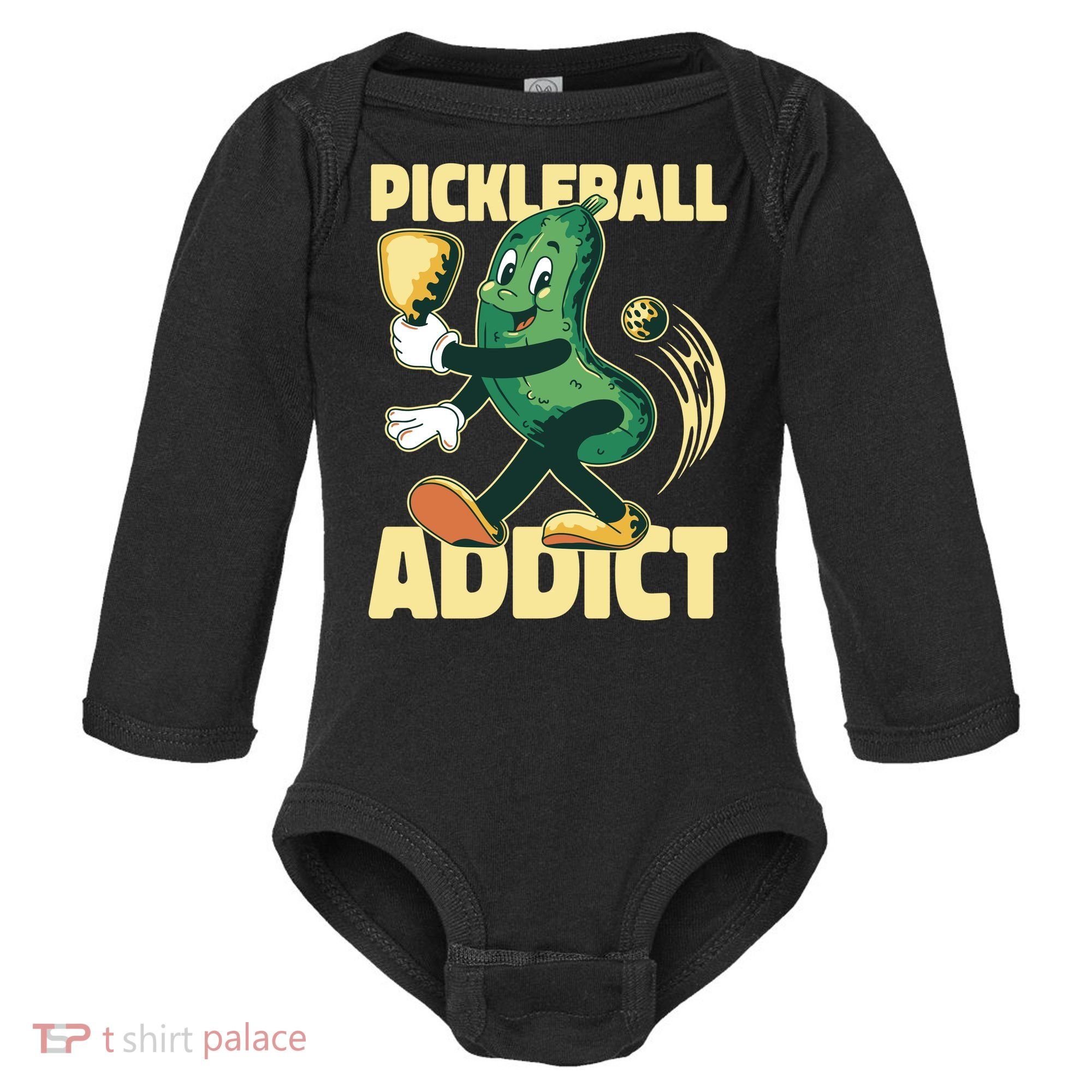 Funny Pickleball Addict Baby Long Sleeve Bodysuit