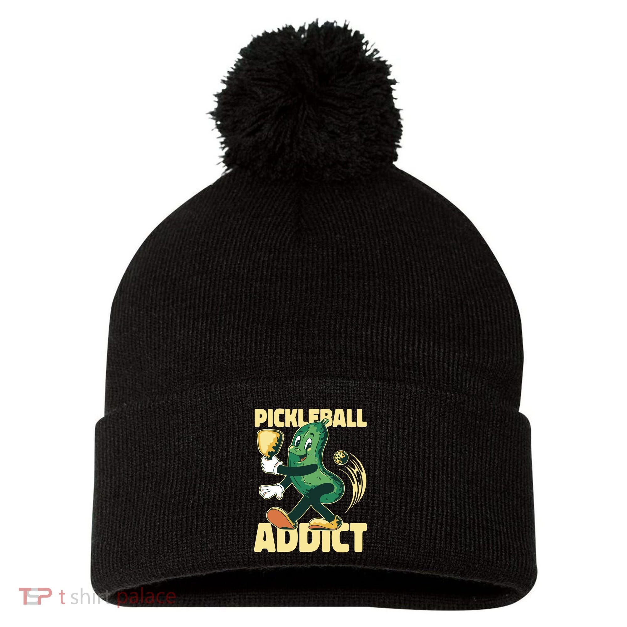 Funny Pickleball Addict Pom Pom 12in Knit Beanie