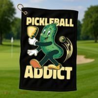 Funny Pickleball Addict Golf Towel thumb 1