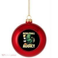 Funny Pickleball Addict Plastic Christmas Ball Ornament thumb 0