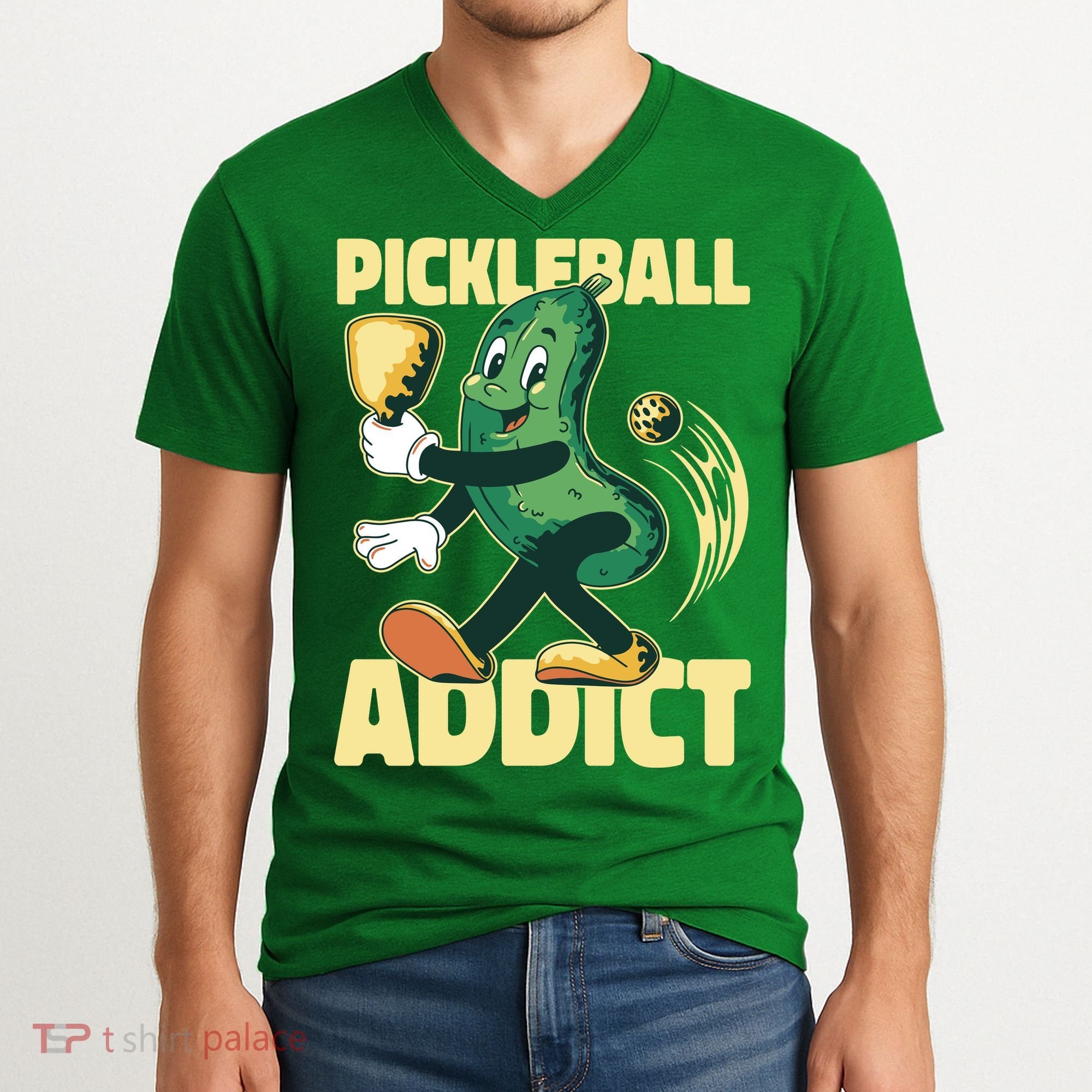 Funny Pickleball Addict V-Neck T-Shirt