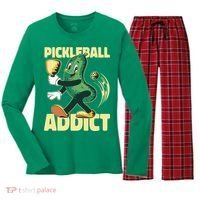 Funny Pickleball Addict Women's Long Sleeve Flannel Pajama Set  thumb 0
