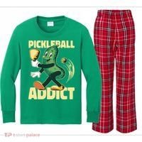 Funny Pickleball Addict Kids Long Sleeve Plaid Pajama Set thumb 0