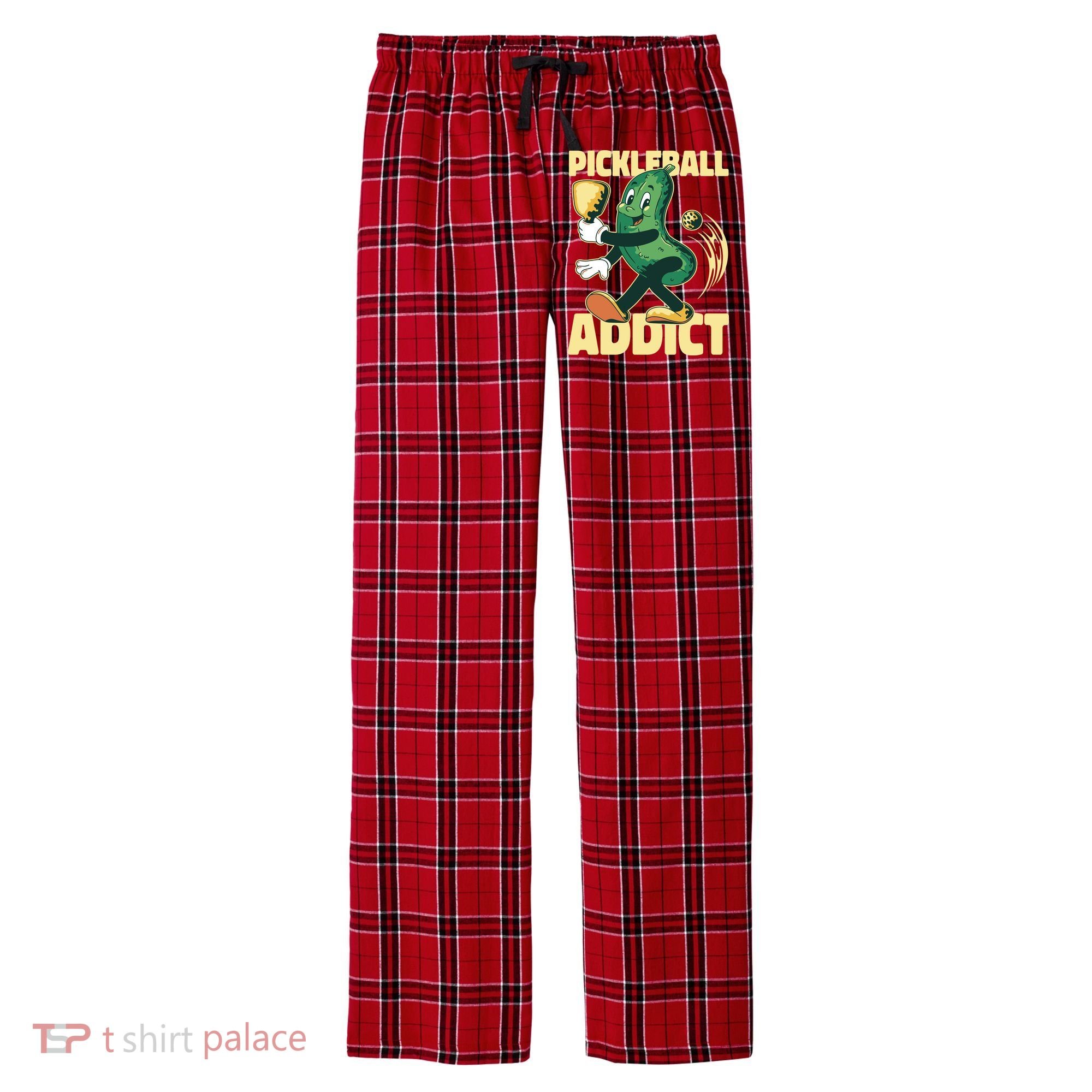 Funny Pickleball Addict Men's Flannel Plaid Pajama Pants