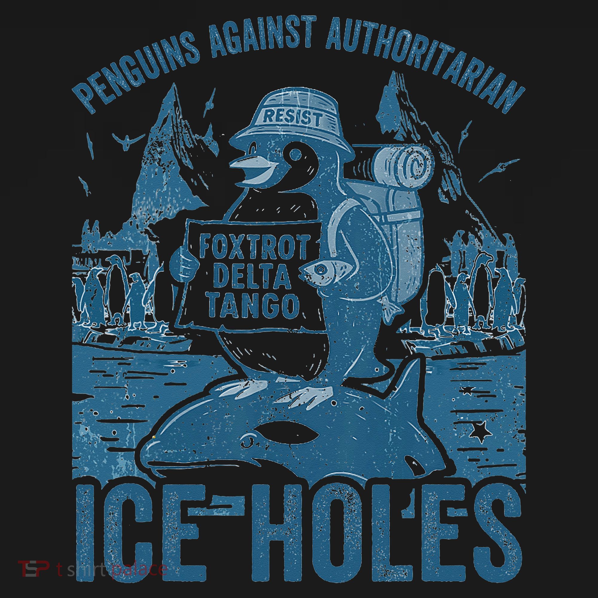 Funny Penguins Against Authoritarian Ice Holes Sarcastic Women's Hoodie