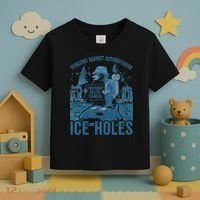 Funny Penguins Against Authoritarian Ice Holes Sarcastic Toddler T-Shirt thumb 3
