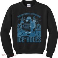 Funny Penguins Against Authoritarian Ice Holes Sarcastic Kids Sweatshirt thumb 0