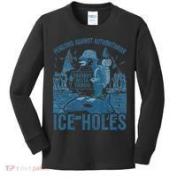 Funny Penguins Against Authoritarian Ice Holes Sarcastic Kids Long Sleeve Shirt thumb 0